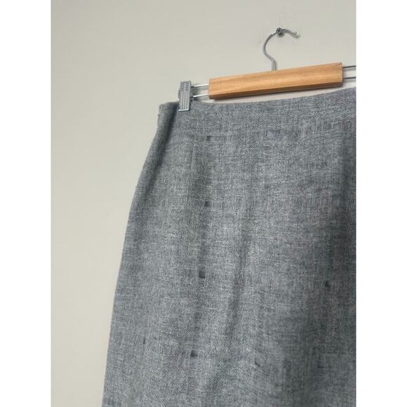 Lafayette 148 New York Maxi Skirt Size 6 Grey Wool Pencil Slit Laser Cut Career - Picture 3 of 12